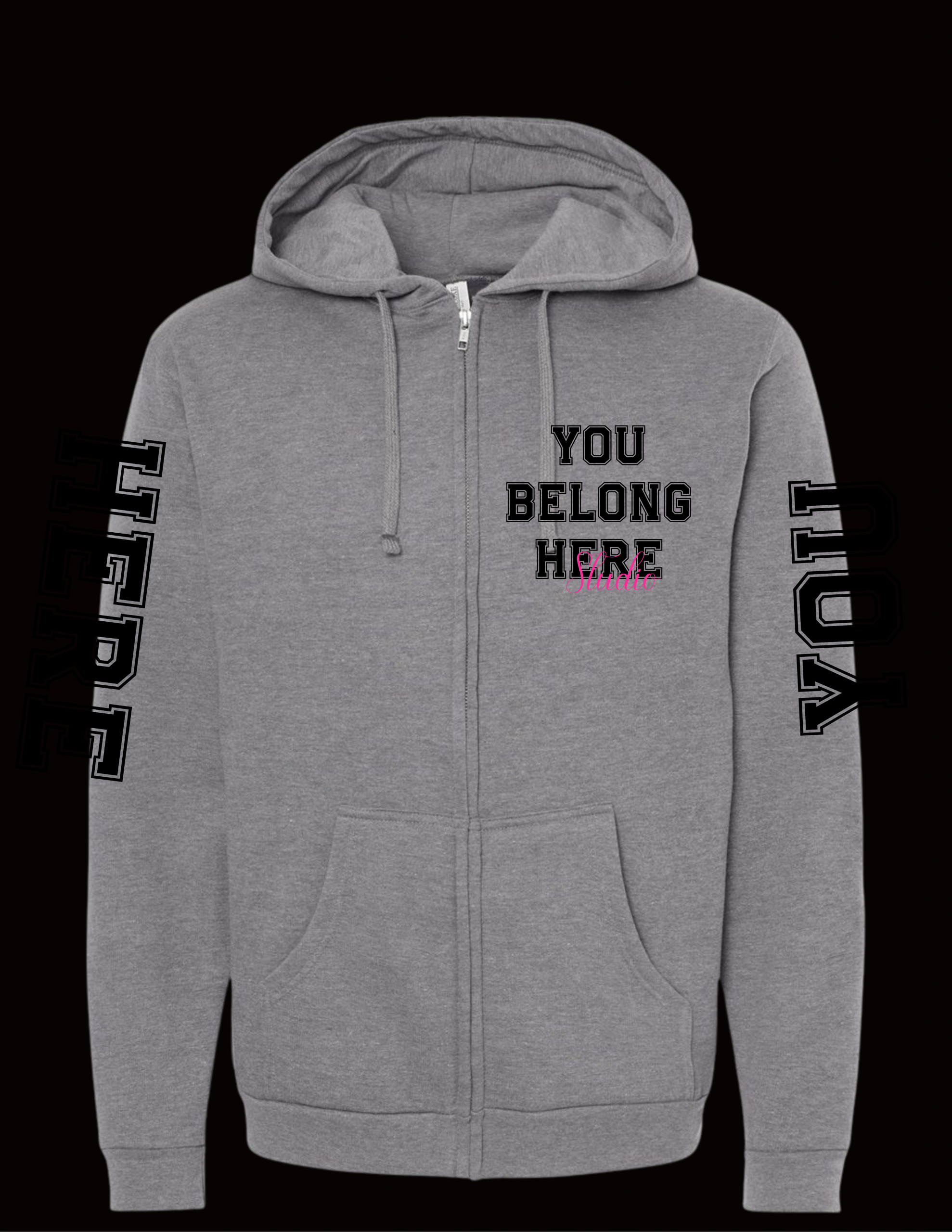 YBH Jumbo Zip grey You Belong Here Jumbo Print Zip Hoodie - Image 1